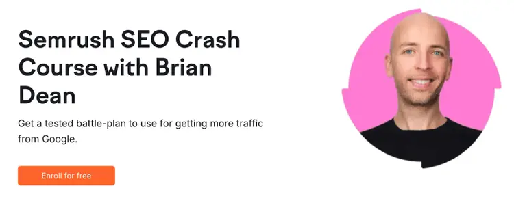Semrush SEO Crash Course course card with Brian Dean's photo
