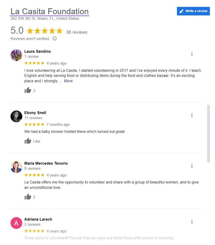 Reviews for "La Casita Foundation"