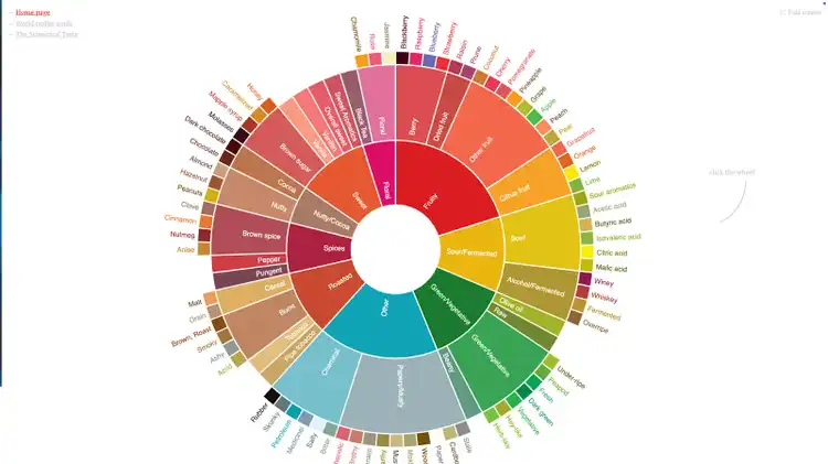 An interactive visual asset that allows users to explore different coffee flavors created by Not Bad Coffee.