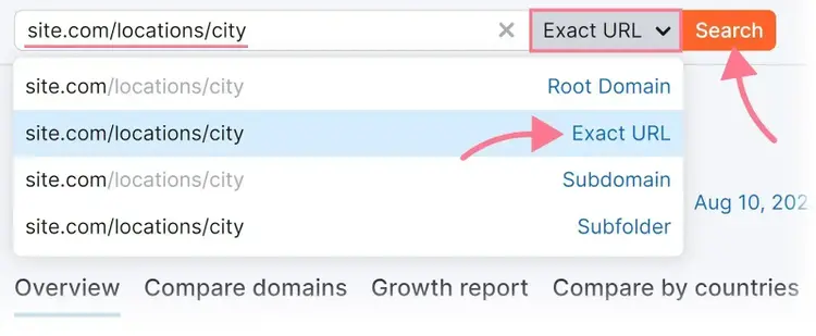 Changing the settings from “Root Domain” to “Exact URL” on Domain Overview.