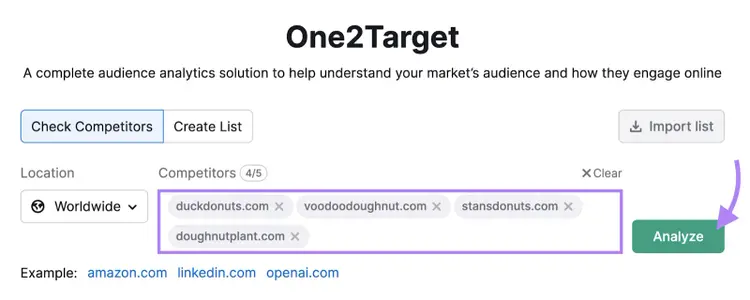 One2Target tool search bar