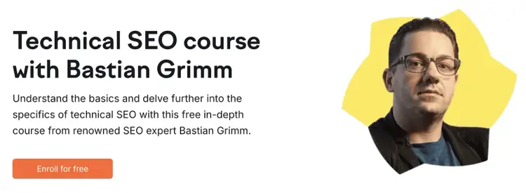 Technical SEO course with Bastian Grimm card with instructor photo