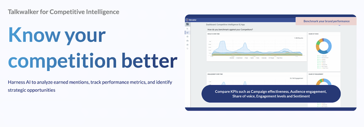Talkwalker competitive intelligence dashboard with campaign performance charts