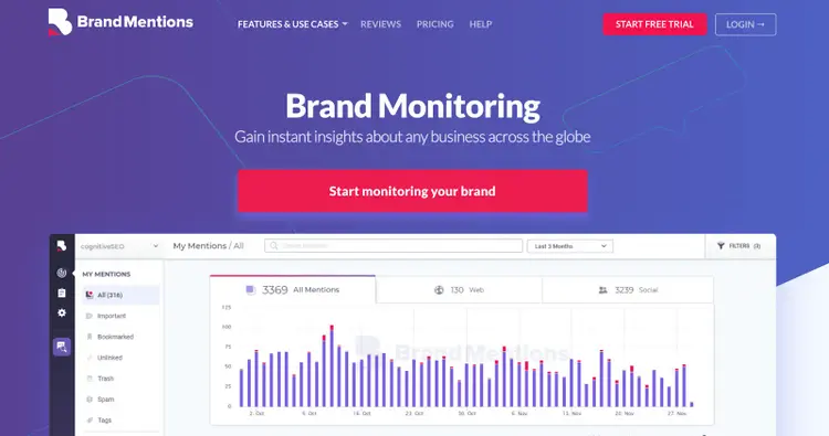 BrandMentions tool landing page