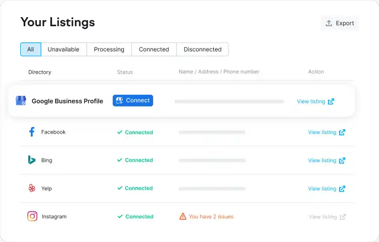 A mockup of Semrush’s Listing Management tool.