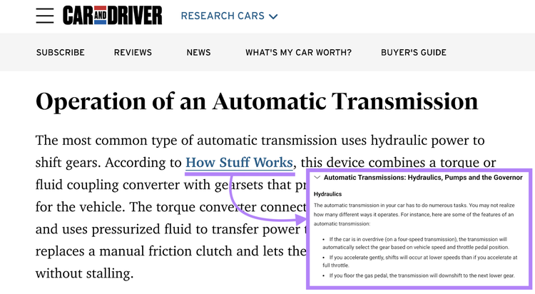 Blog post links "How Stuff Works" blog post in an outbound link