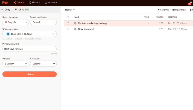 Rytr: an affordable AI writing tool