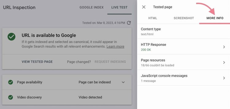 More info tab
