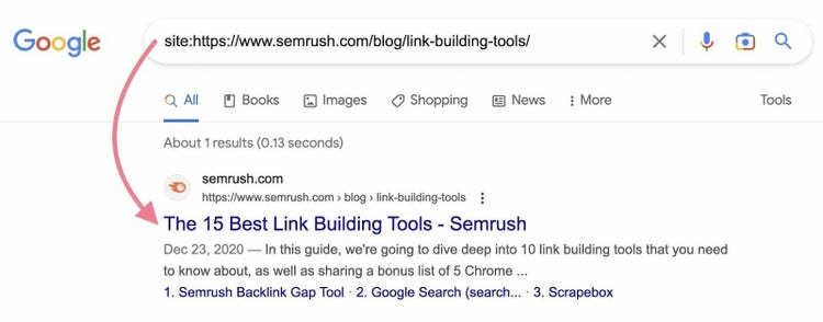 indexed pages show in SERP