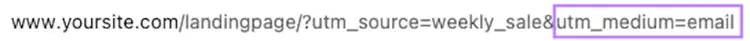 UTM medium parameter highlighted at the end of a URL