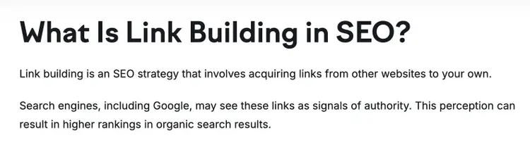 Using a question as a subheading on a blog post and answering it directly in the body copy below.