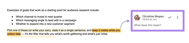 A note by the editor on an article draft asking for clarification from the author.