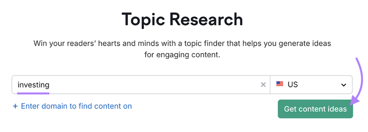 topic entered into tool