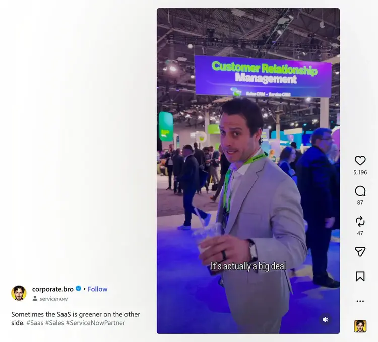 Instagram Reel filmed at a conference promoting CRM software