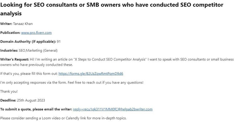 Help a B2B Writer inbox