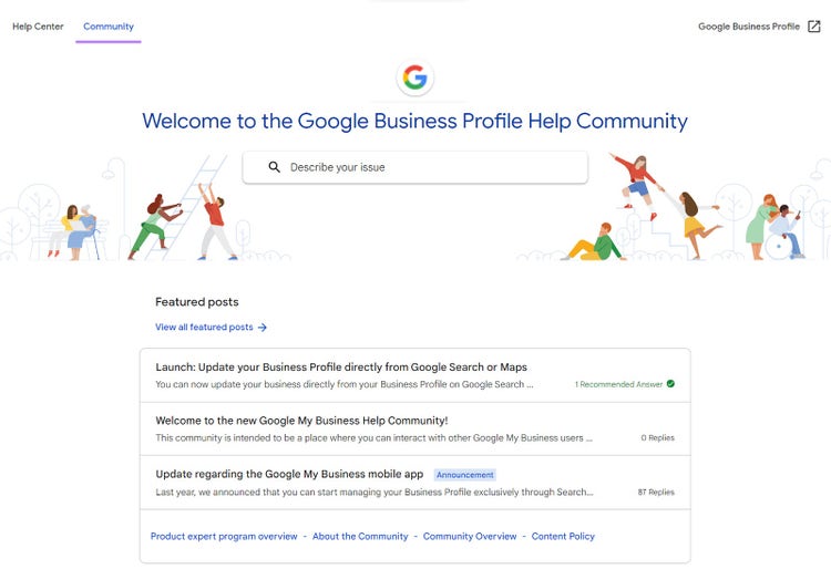 Google Business Profile Help Community page