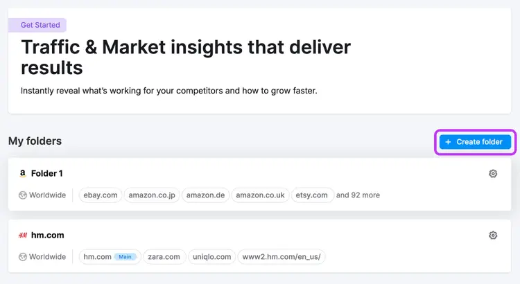 Semrush Traffic & Market Toolkit get started screen