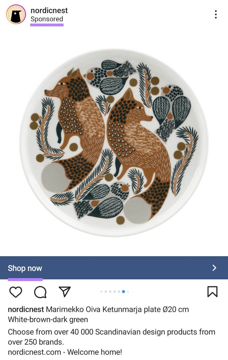 A static image ad on Instagram from nordicnest