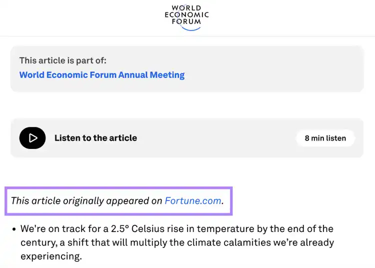 Content syndication disclaimer is highlighted.