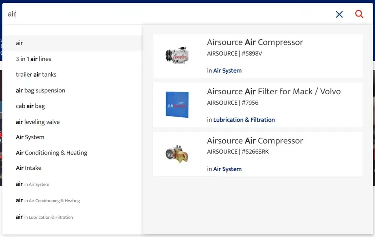 FleetPride's user-friendly search bar