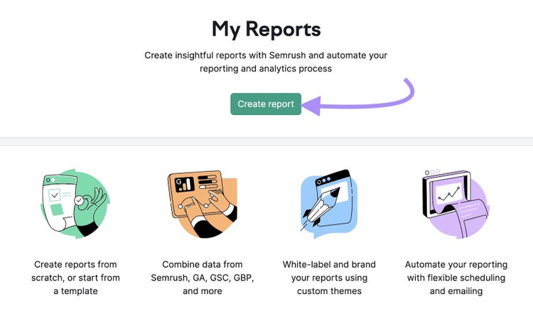 "Create report" button in My Reports tool