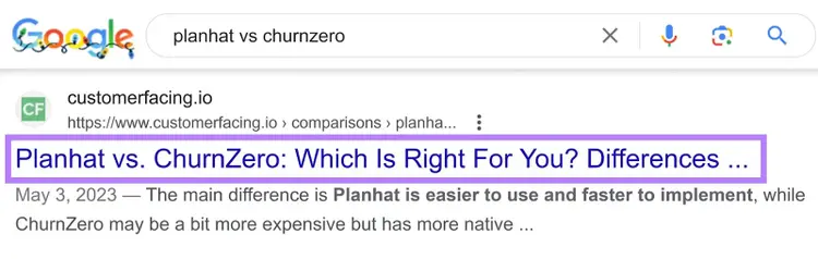 An example of a title tag that is cut off on desktop