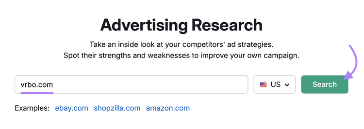 competitor entered into Advertising Research tool