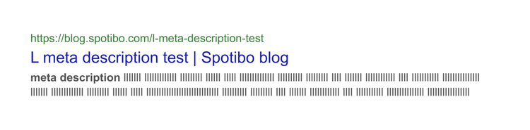 Google search result snippet from Spotibo blog showing meta description displayed as text lines