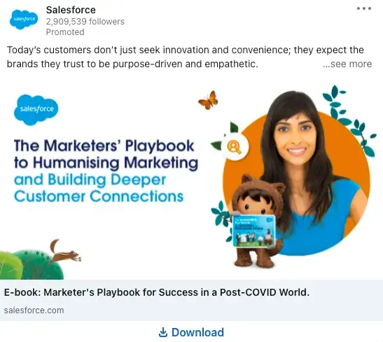 Salesforce promoted e-book 'Marketers Playbook' for humanizing marketing