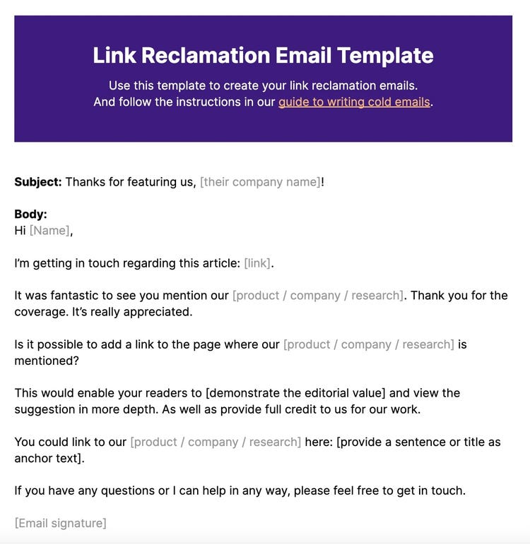 Link Reclamation Email Template