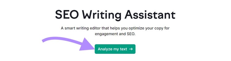 "Analyze my text" button in SEO Writing Assistant
