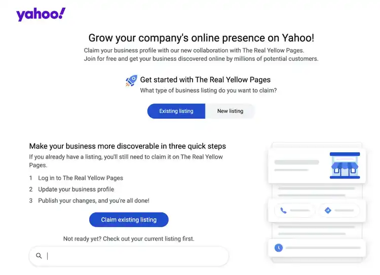 Adding a business listing to Yahoo.