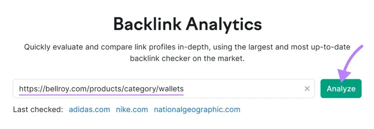 Backlinks with a URL in the field provided