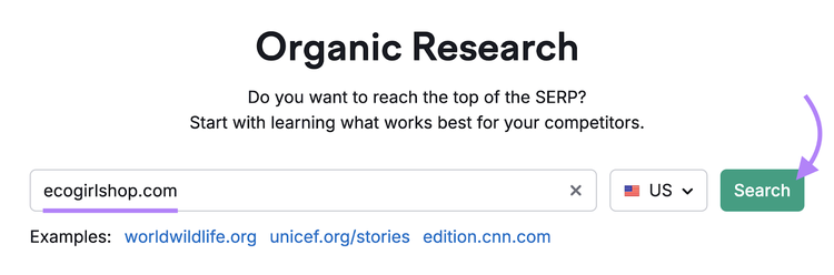 organic rankings tool start
