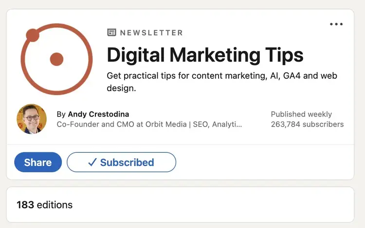 Andy's LinkedIn newsletter