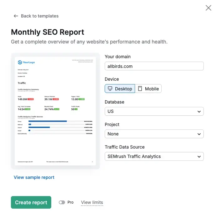 monthly seo report sample
