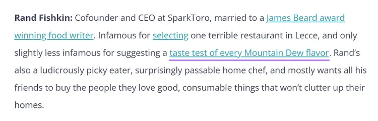 A link highlighted link on the SparkToro blog