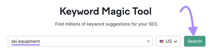 Search bar in Keyword Magic Tool.