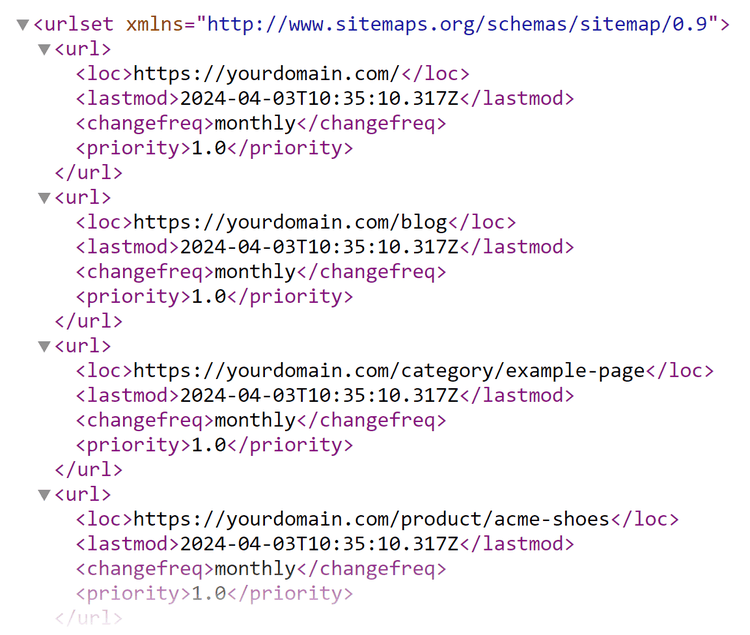 an XML sitemap file