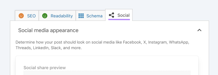 Social tab highlighted in Yoast SEO