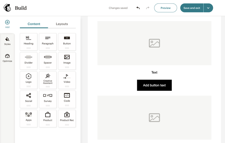 Mailchimp email builder