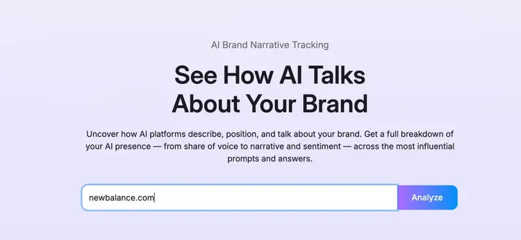 AI Brand Narrative Tracking interface for analyzing how AI discusses brands
