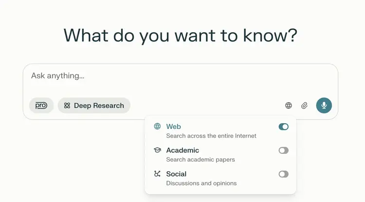 The Deep Research feature in Perplexity
