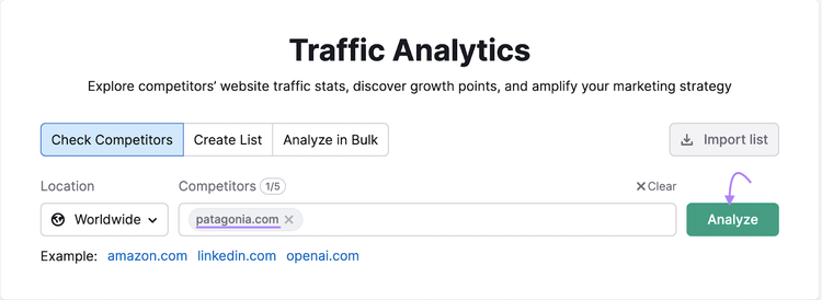 Traffic Analytics tool