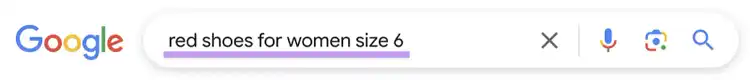 keyword phrase is "red shoes for women size 6"