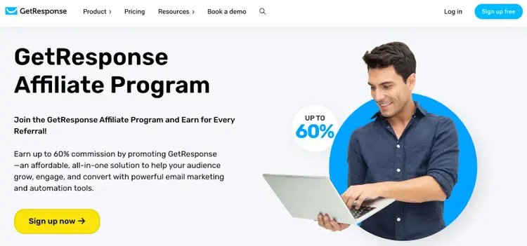 GetResponse Affiliate Program landing page.