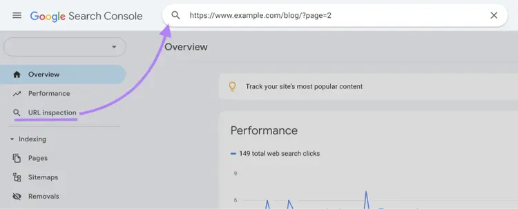 URL Inspection tool allows you to enter the paginated page URL to see its index status.