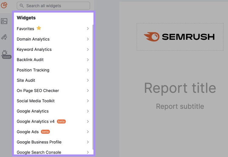 Drag and drop widgets in My Reports