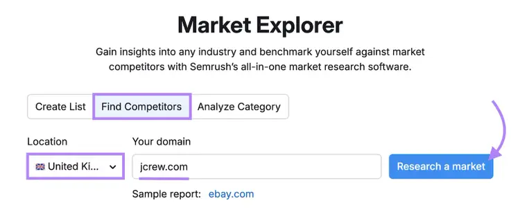 Market Explorer is set to international location