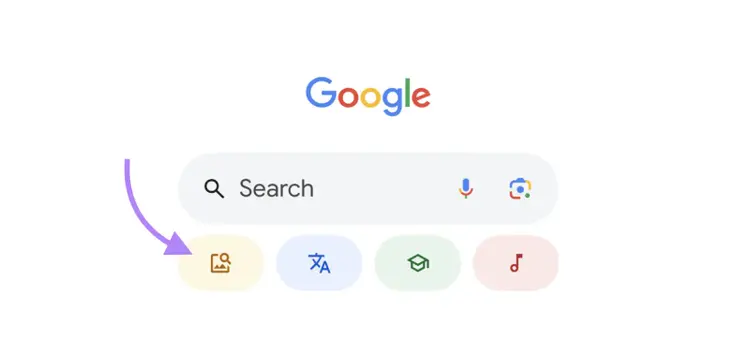 Image search icon is highlighted on mobile device.